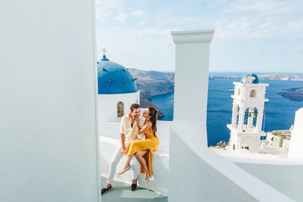 Santorini Photographer With Flying Dress