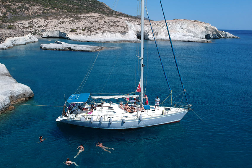 Milos sailing tour to Kleftiko in Milos, Greece