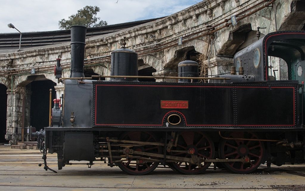 Display of an old train - Museums in Athens, Greece